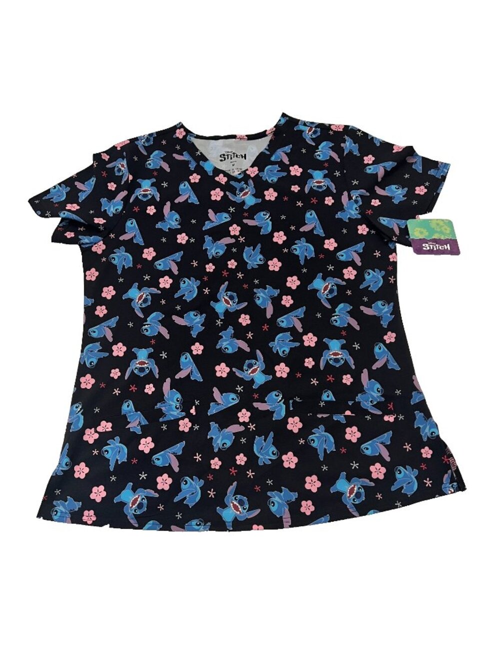 Lilo and Stitch Women's Scrub Top with Short Sleeves Sz Medium